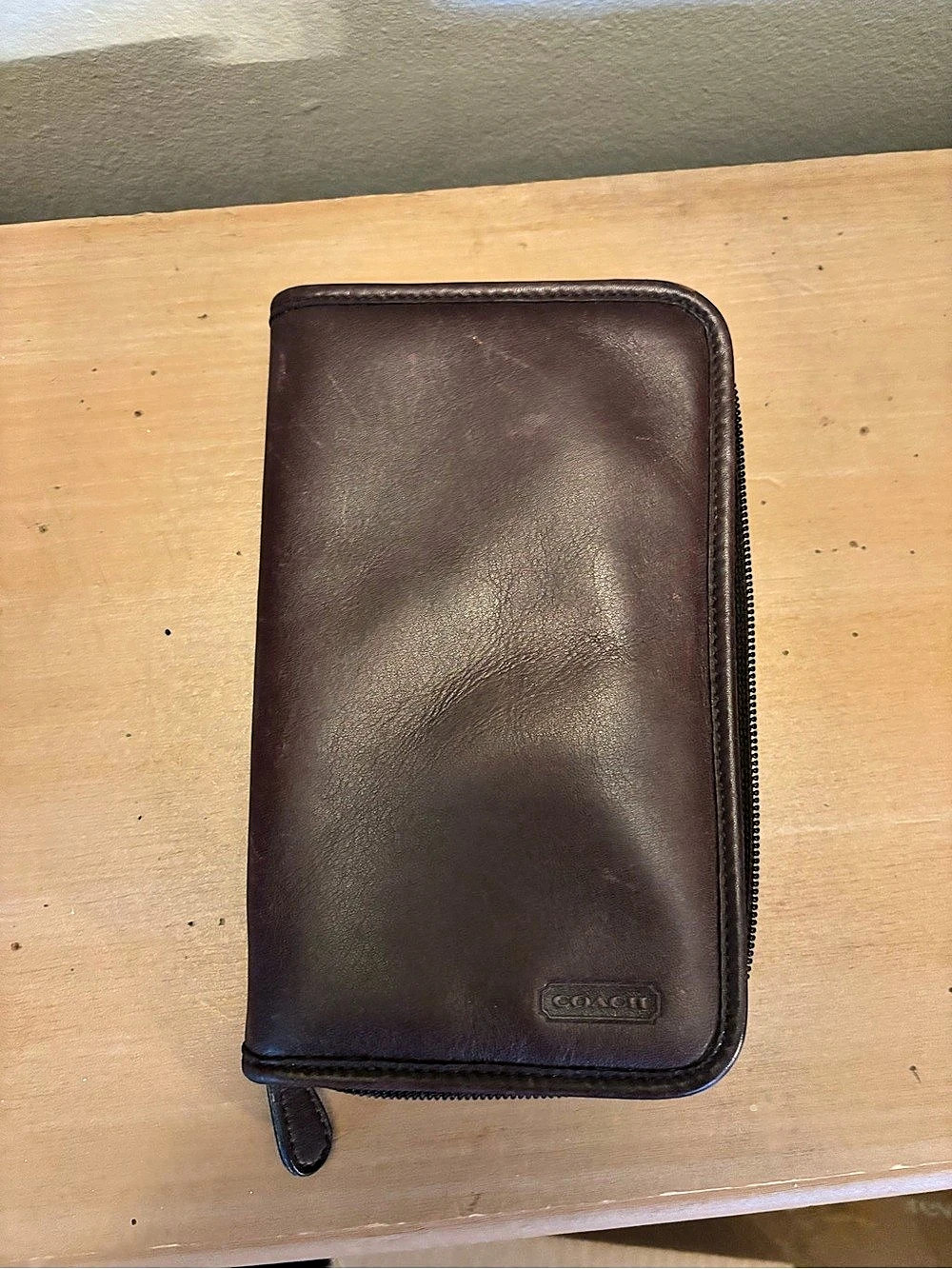 COACH Brown Leather Zip Around Wallet